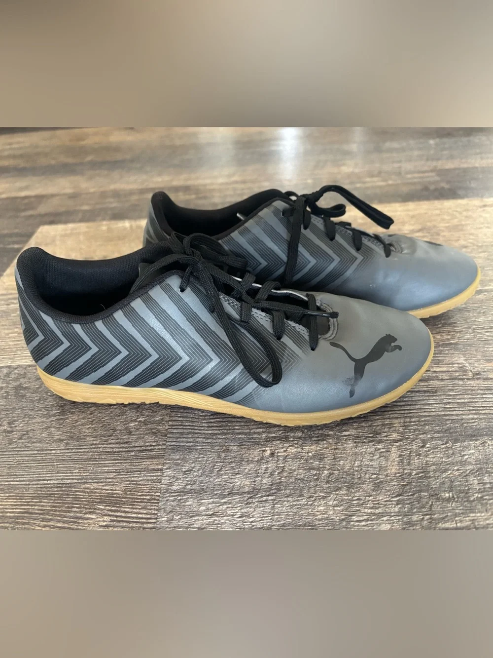 Puma Men’s Gray and Black Indoor Athletic Shoes with Gum Outsole